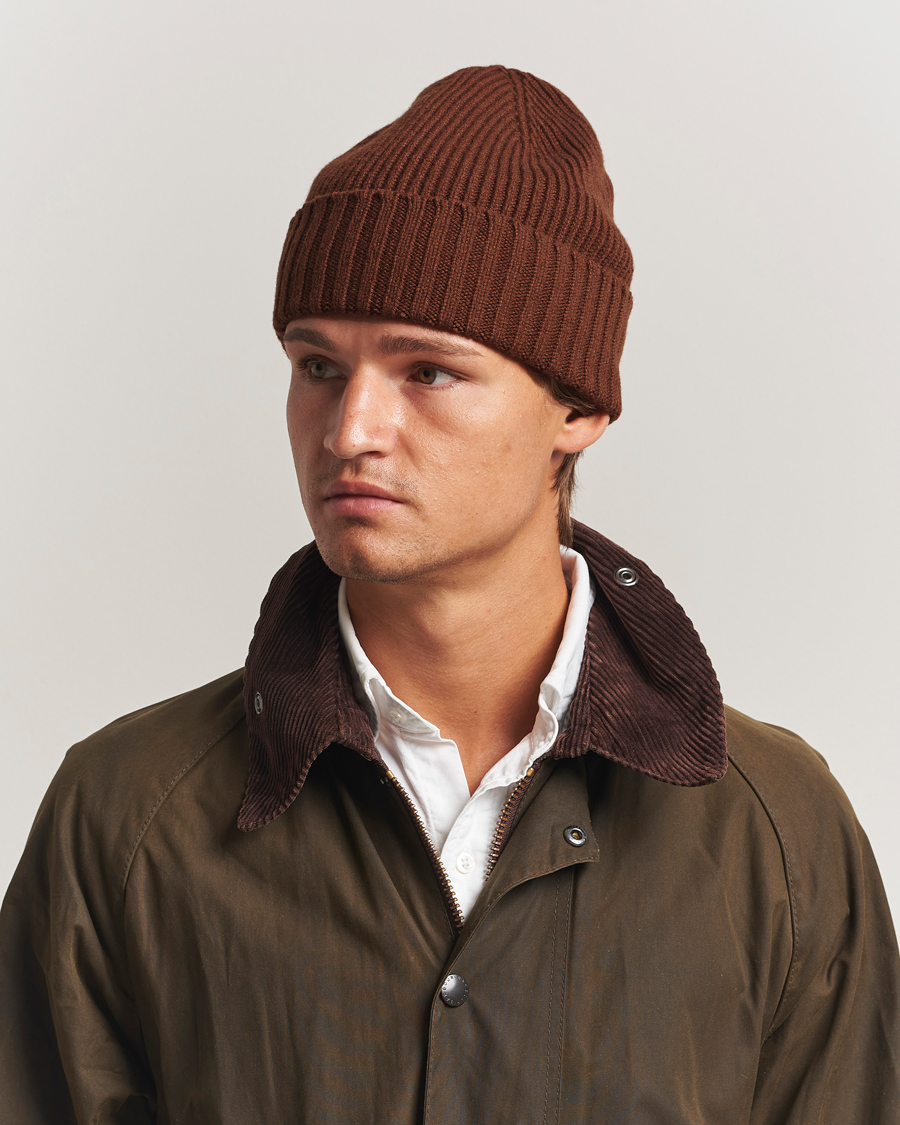 Herre | Luer | Robert Mackie | Kingswell Ribbed Wool/Cashmere Beanie Brown