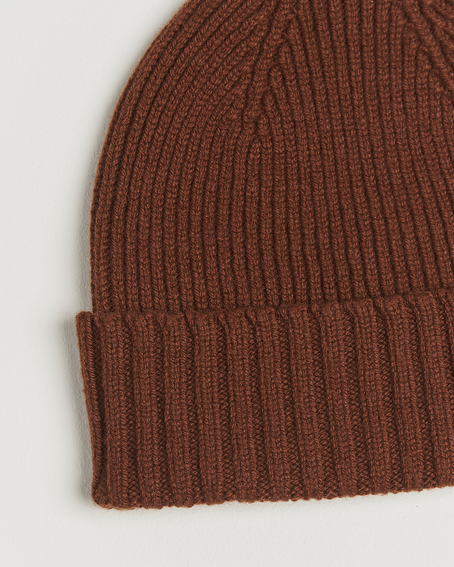 Herre | Luer | Robert Mackie | Kingswell Ribbed Wool/Cashmere Beanie Brown