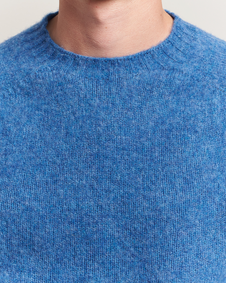 Herre | Gensere | Harley Of Scotland | Brushed Supersoft Lambswool Crewneck Cobalt