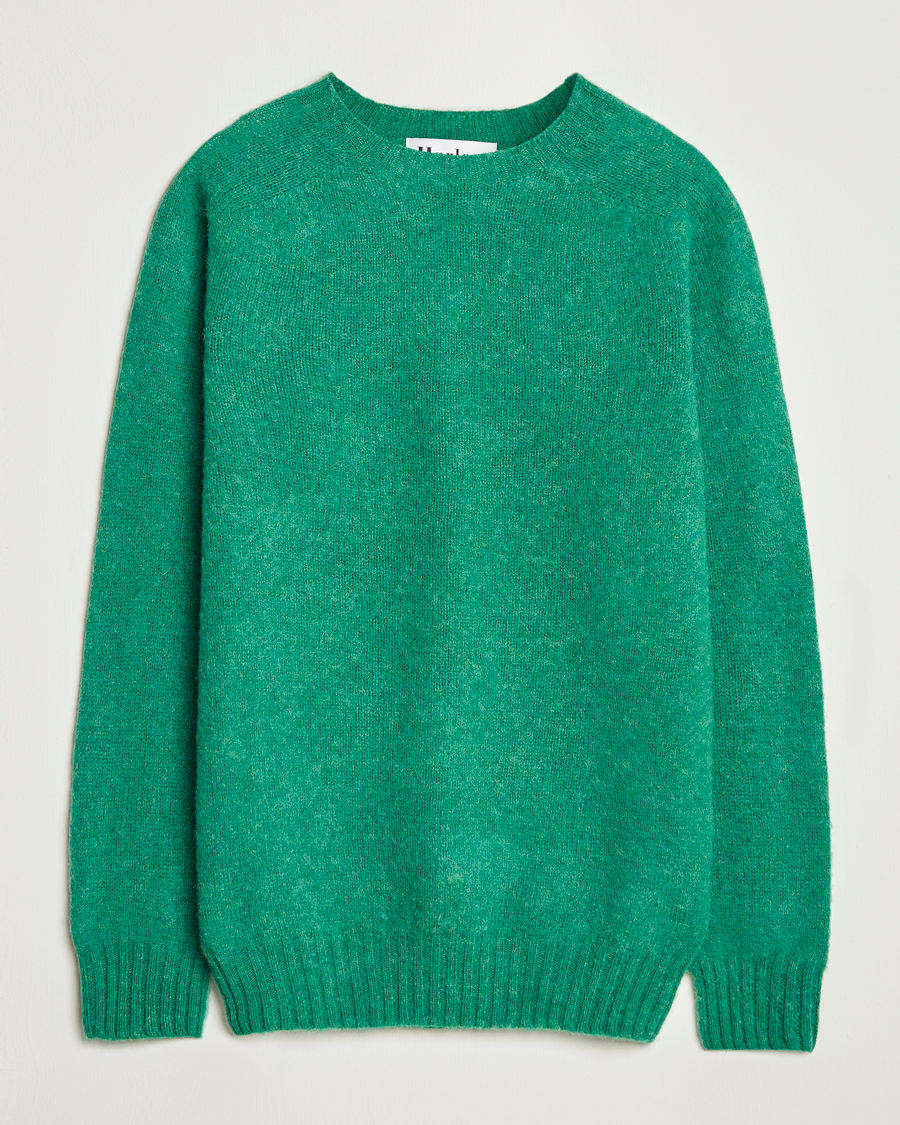 Herre | Gensere | Harley Of Scotland | Brushed Supersoft Lambswool Crewneck Evergreen