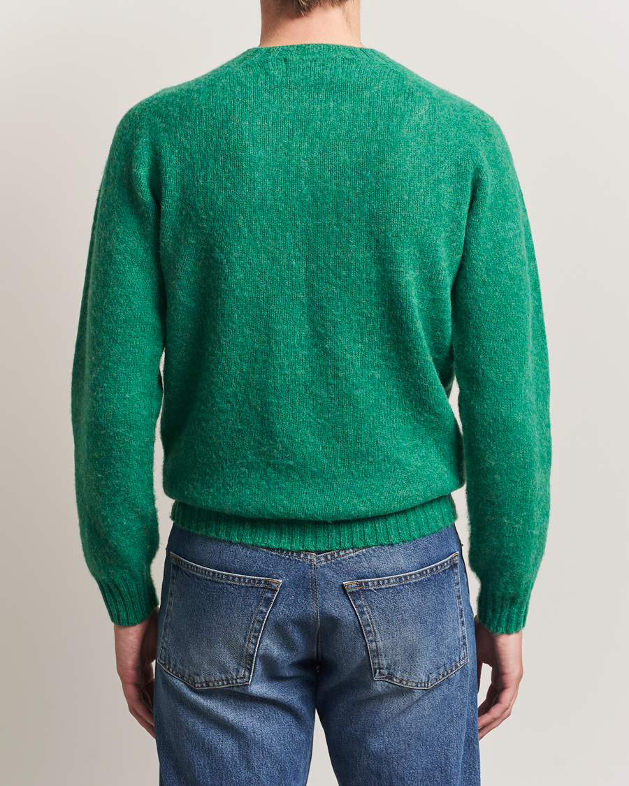 Herre | Gensere | Harley Of Scotland | Brushed Supersoft Lambswool Crewneck Evergreen