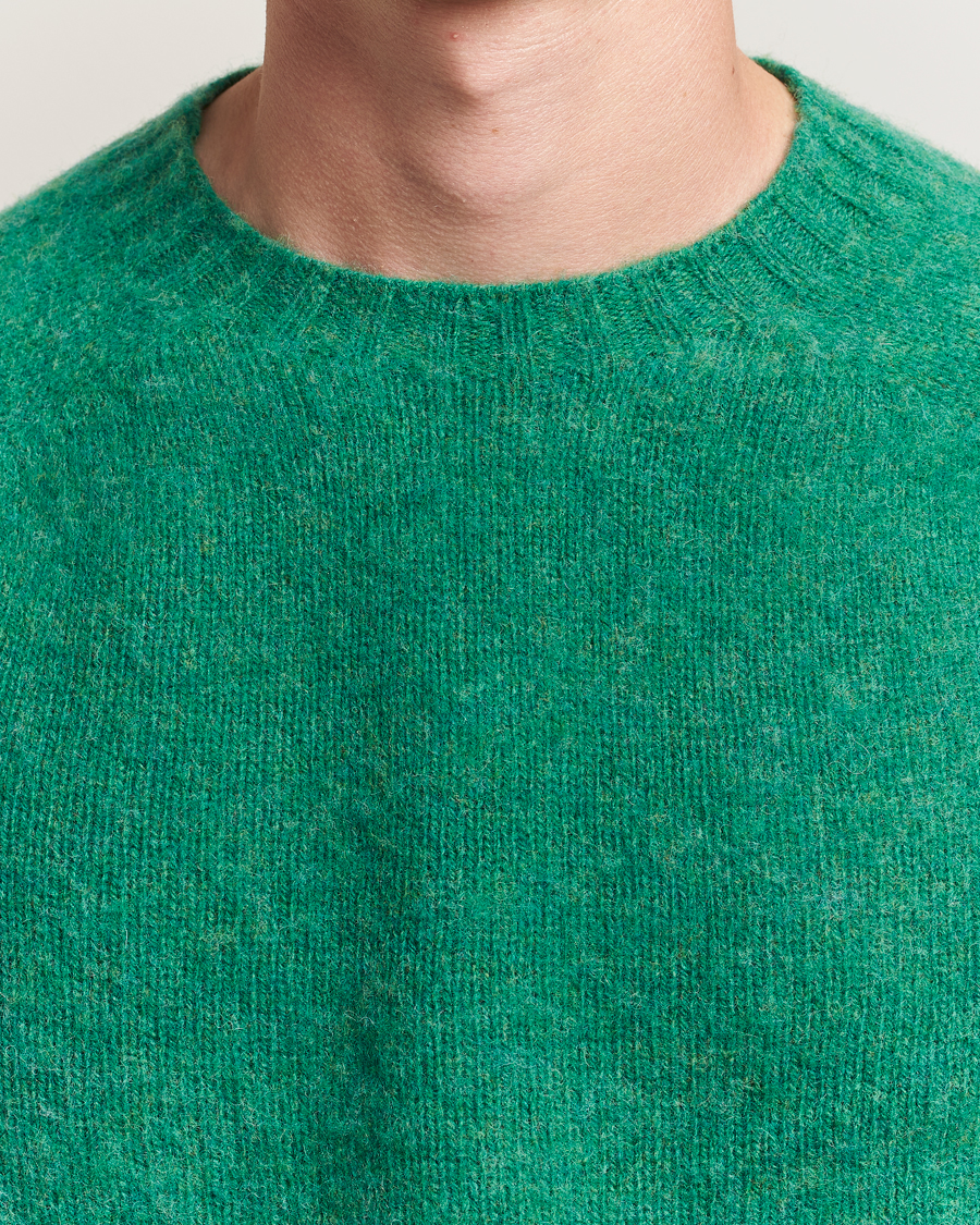Herre | Gensere | Harley Of Scotland | Brushed Supersoft Lambswool Crewneck Evergreen