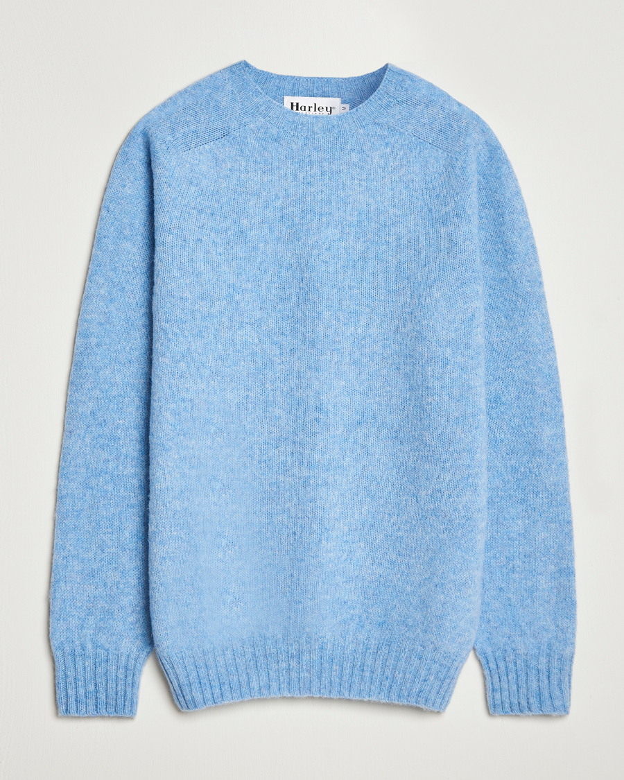 Herre | Gensere | Harley Of Scotland | Brushed Supersoft Lambswool Crewneck Glacier