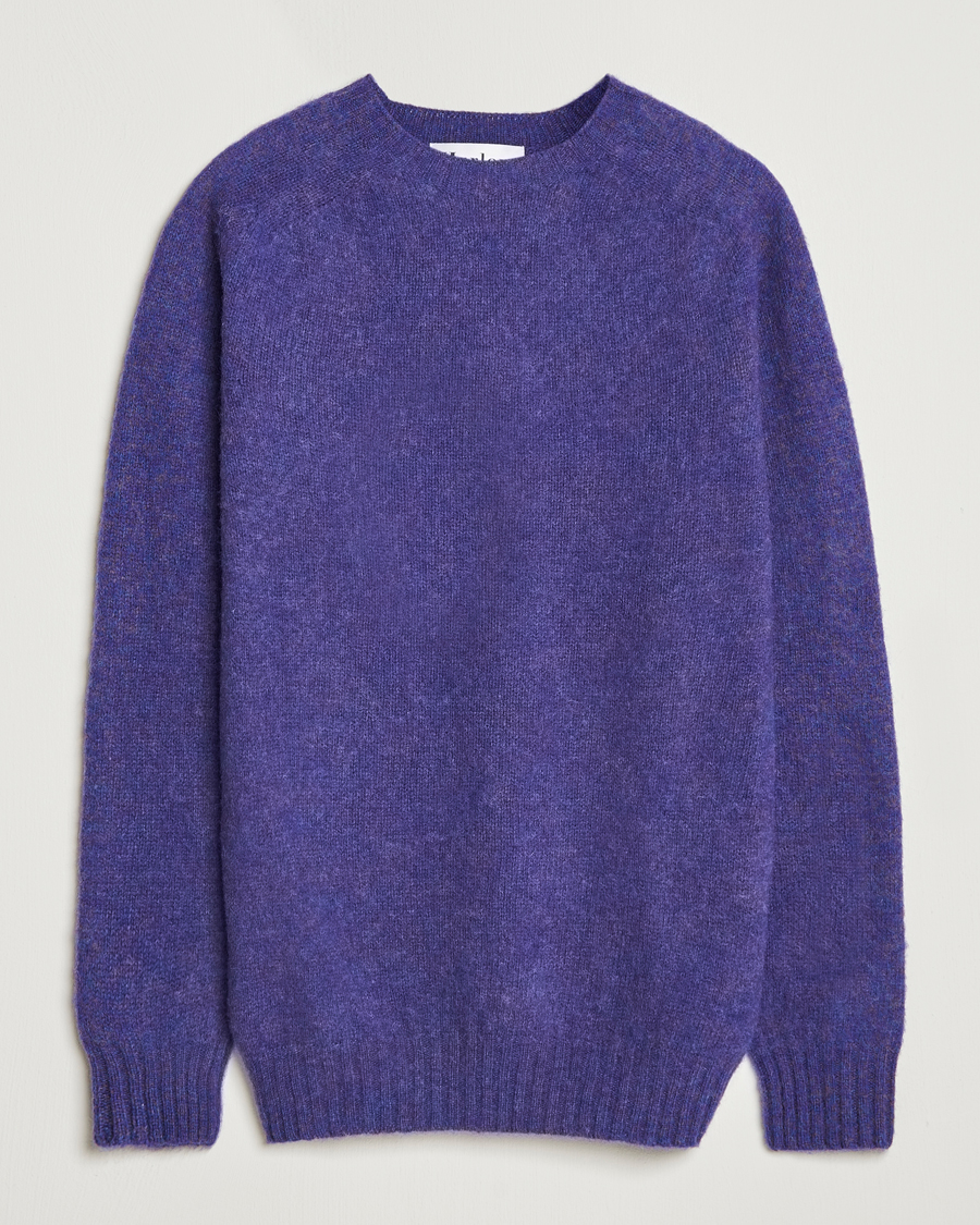 Herre | Gensere | Harley Of Scotland | Brushed Supersoft Lambswool Crewneck Iris