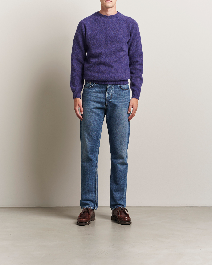 Herre | Gensere | Harley Of Scotland | Brushed Supersoft Lambswool Crewneck Iris