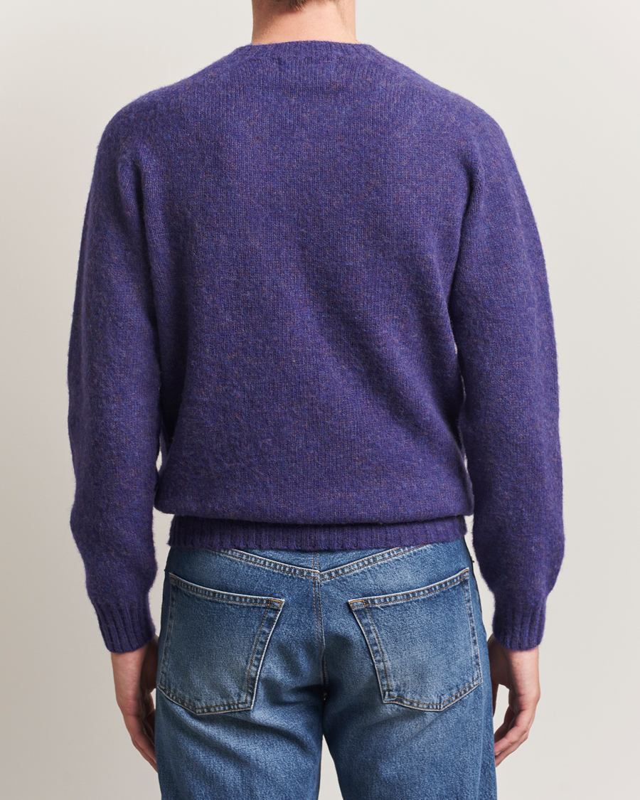 Herre | Gensere | Harley Of Scotland | Brushed Supersoft Lambswool Crewneck Iris
