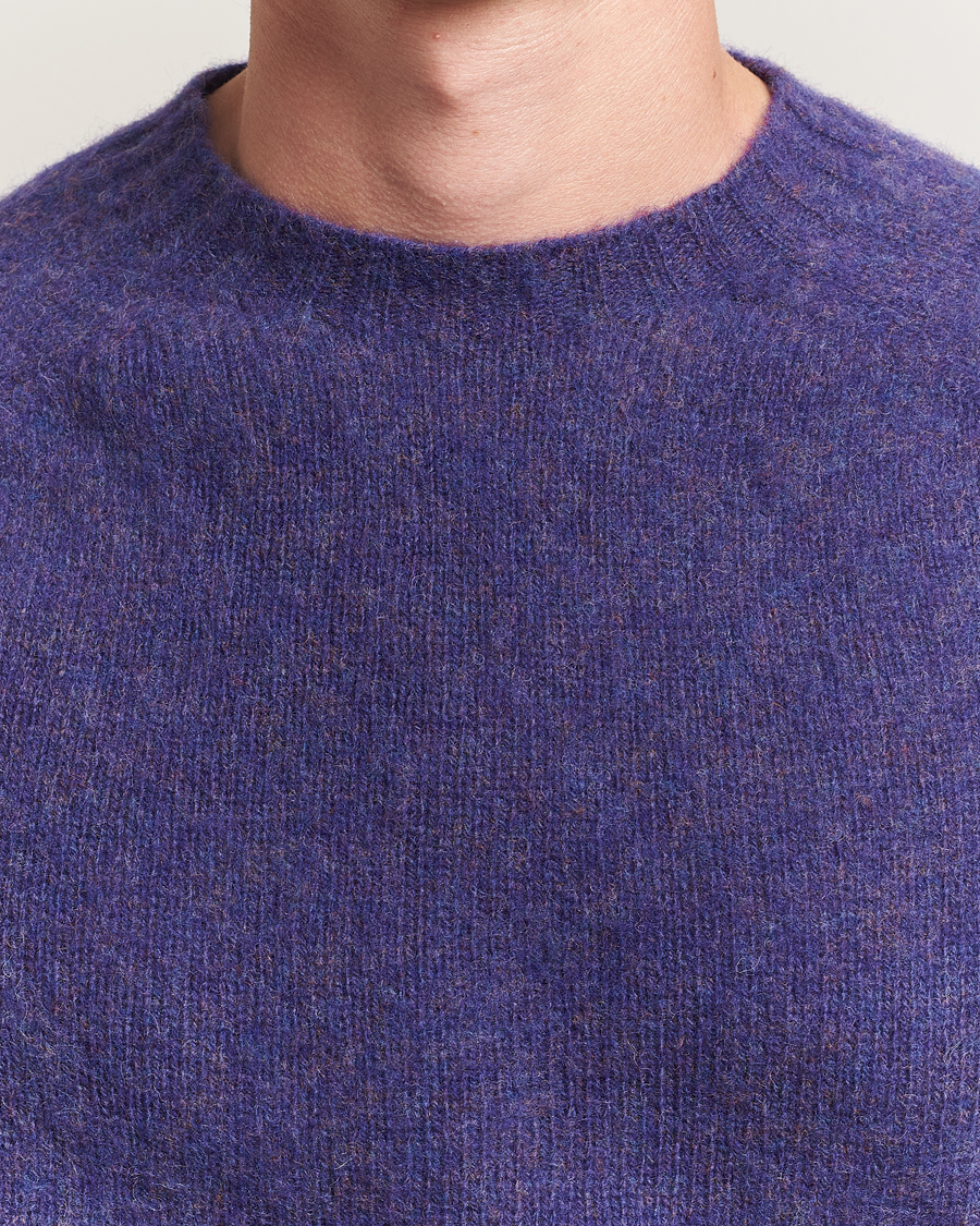 Herre | Gensere | Harley Of Scotland | Brushed Supersoft Lambswool Crewneck Iris