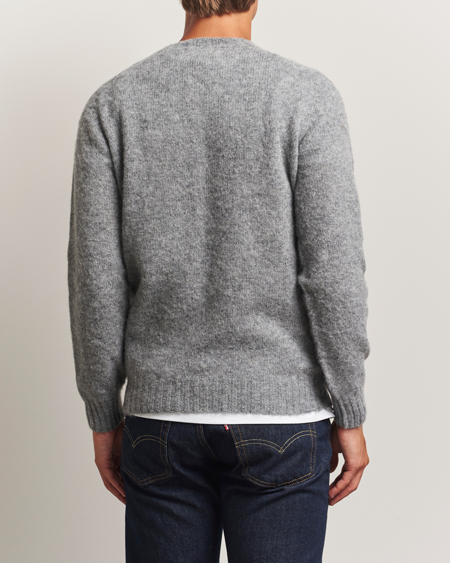 Herre | Gensere | Harley Of Scotland | Brushed Supersoft Lambswool Crewneck Mid Grey