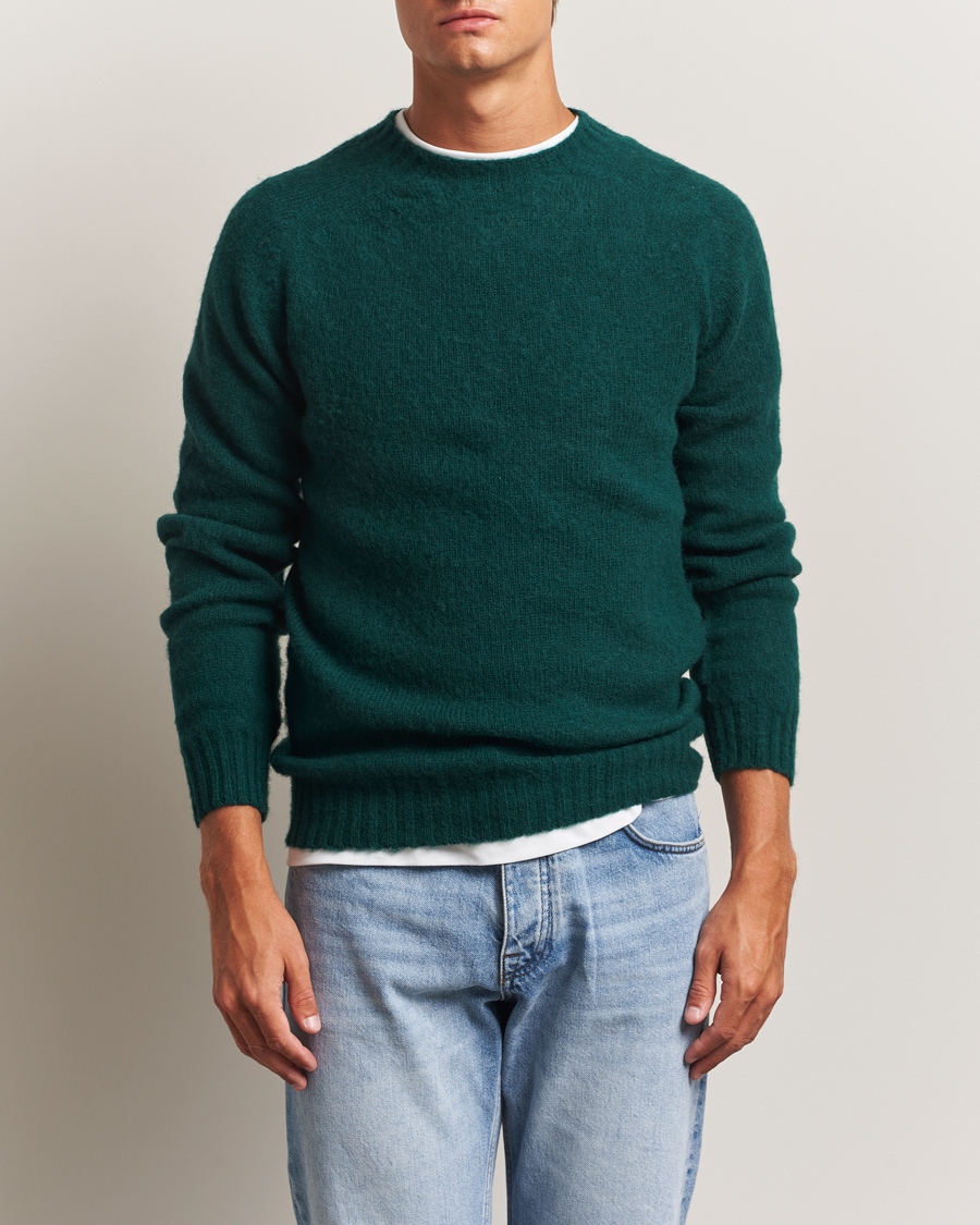 Herre | Gensere | Harley Of Scotland | Brushed Supersoft Lambswool Crewneck Tartan