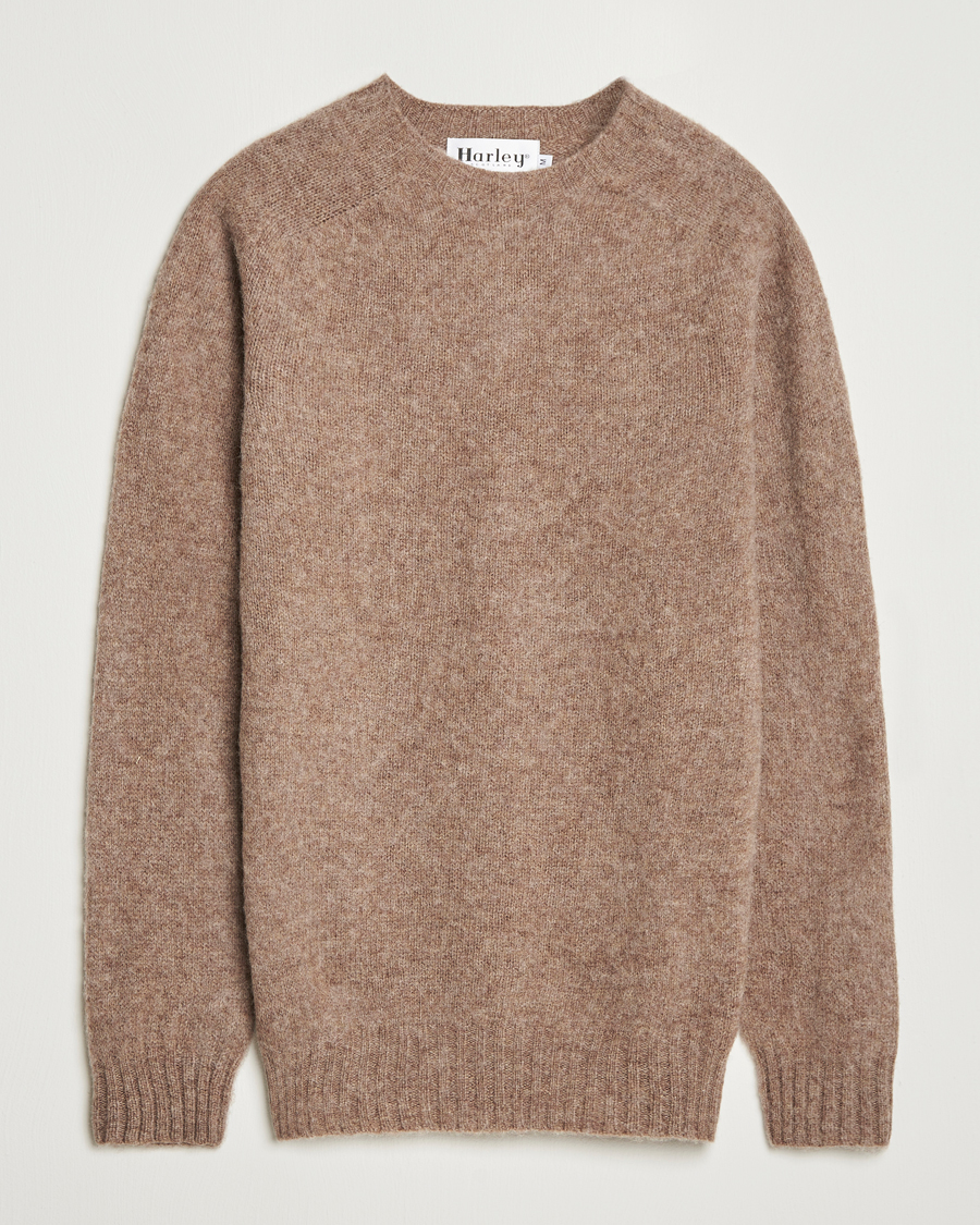 Herre | Gensere | Harley Of Scotland | Brushed Supersoft Lambswool Crewneck Tundra