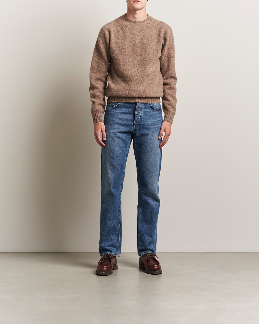 Herre | Gensere | Harley Of Scotland | Brushed Supersoft Lambswool Crewneck Tundra