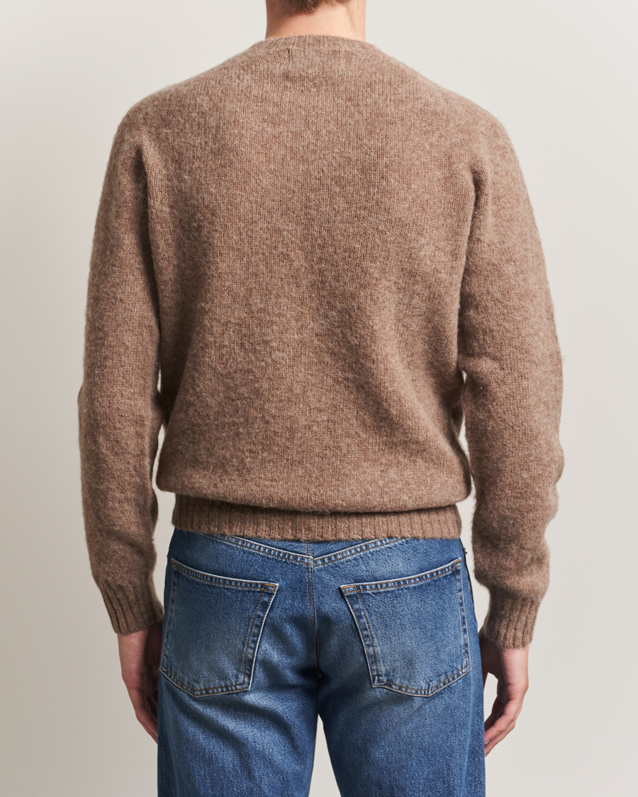 Herre | Gensere | Harley Of Scotland | Brushed Supersoft Lambswool Crewneck Tundra