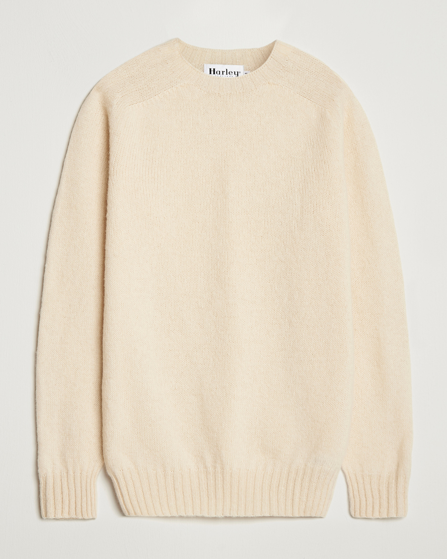 Herre | Gensere | Harley Of Scotland | Brushed Supersoft Lambswool Crewneck Vanilla
