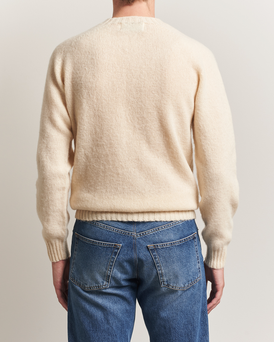 Herre | Gensere | Harley Of Scotland | Brushed Supersoft Lambswool Crewneck Vanilla