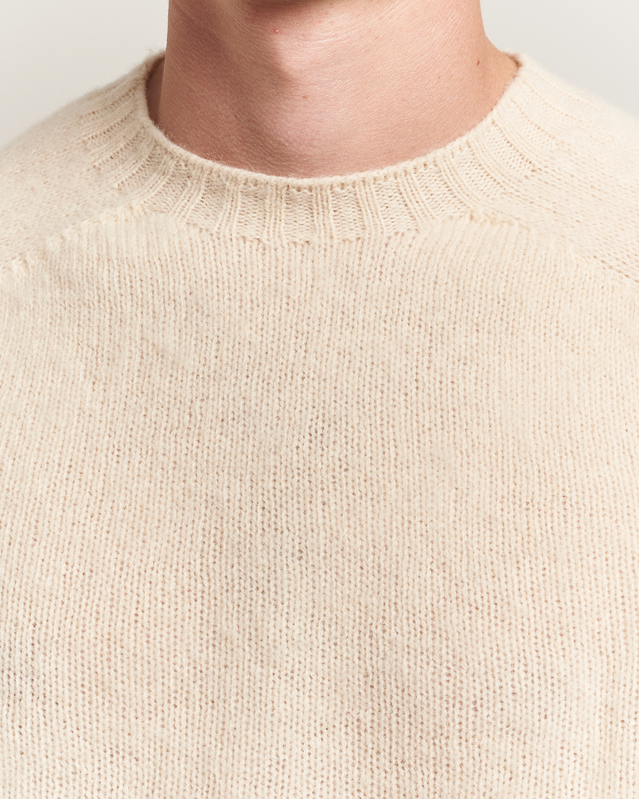 Herre | Gensere | Harley Of Scotland | Brushed Supersoft Lambswool Crewneck Vanilla