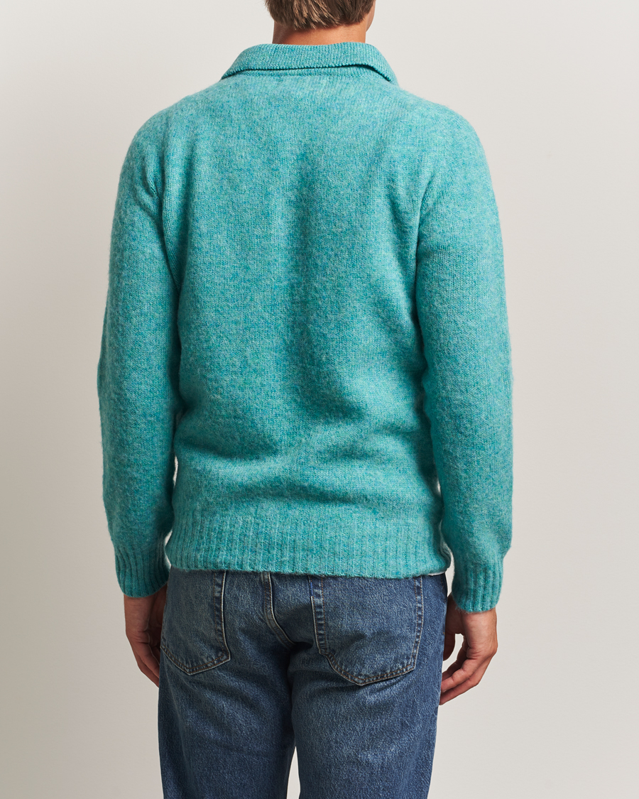 Herre | Gensere | Harley Of Scotland | Brushed Supersoft Lambswool Polo Hummingbird