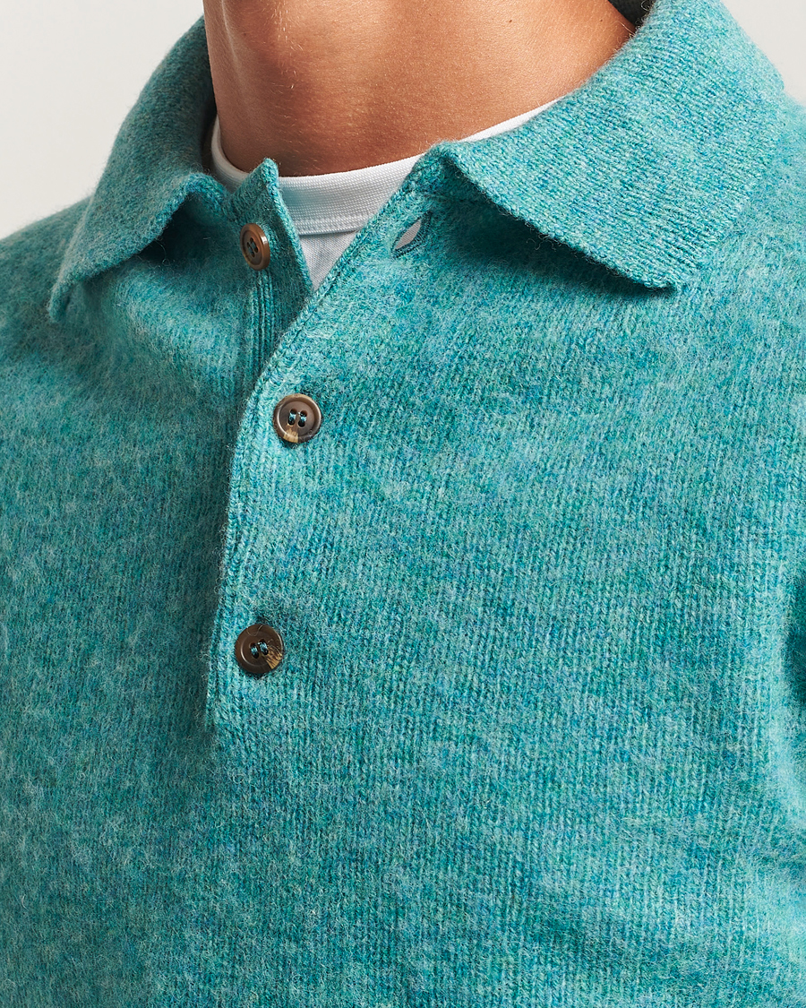Herre | Gensere | Harley Of Scotland | Brushed Supersoft Lambswool Polo Hummingbird