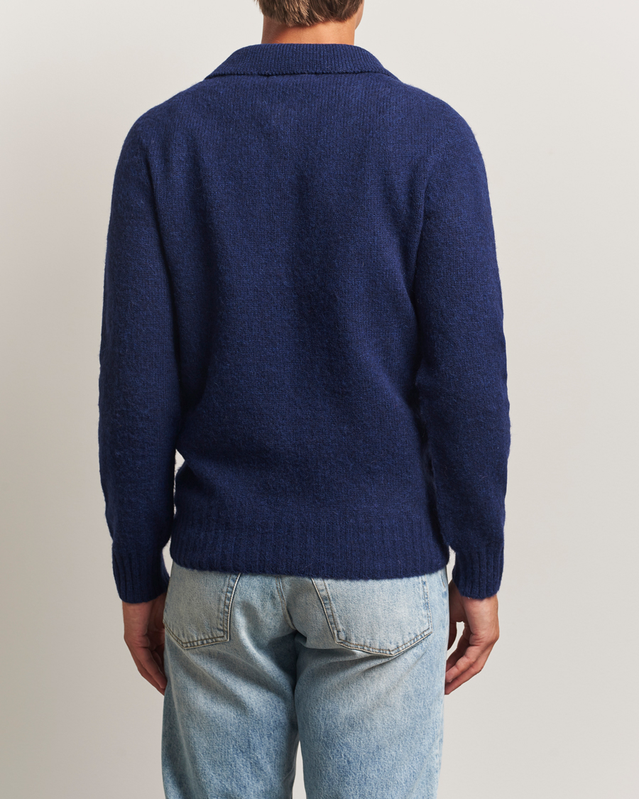 Herre | Gensere | Harley Of Scotland | Brushed Supersoft Lambswool Polo Nightsky