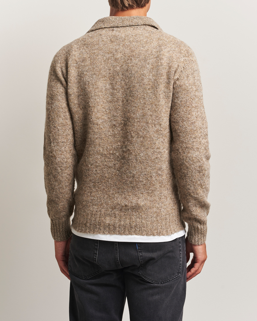 Herre | Gensere | Harley Of Scotland | Brushed Supersoft Lambswool Polo Pebble