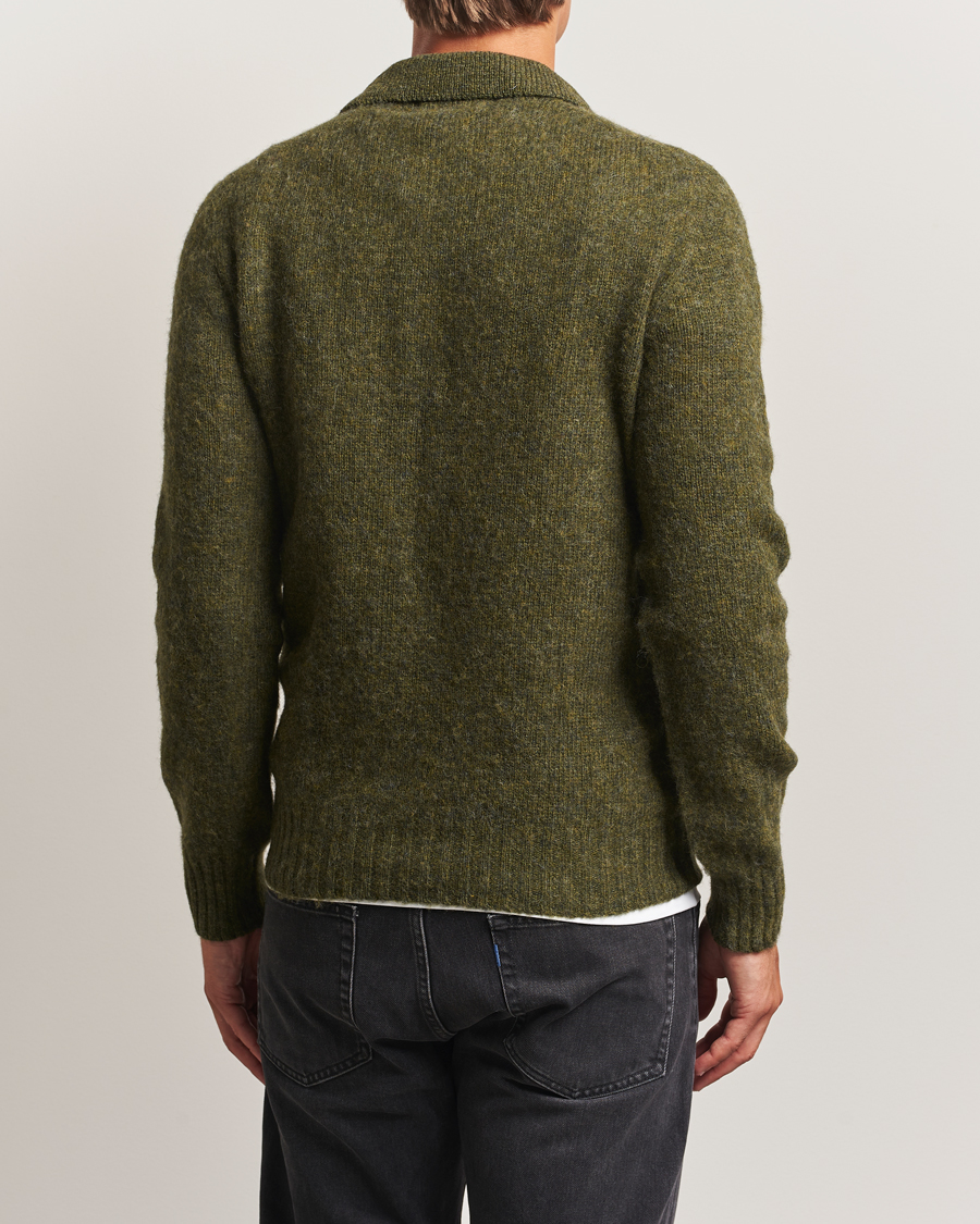 Herre | Gensere | Harley Of Scotland | Brushed Supersoft Lambswool Polo Scots Pine