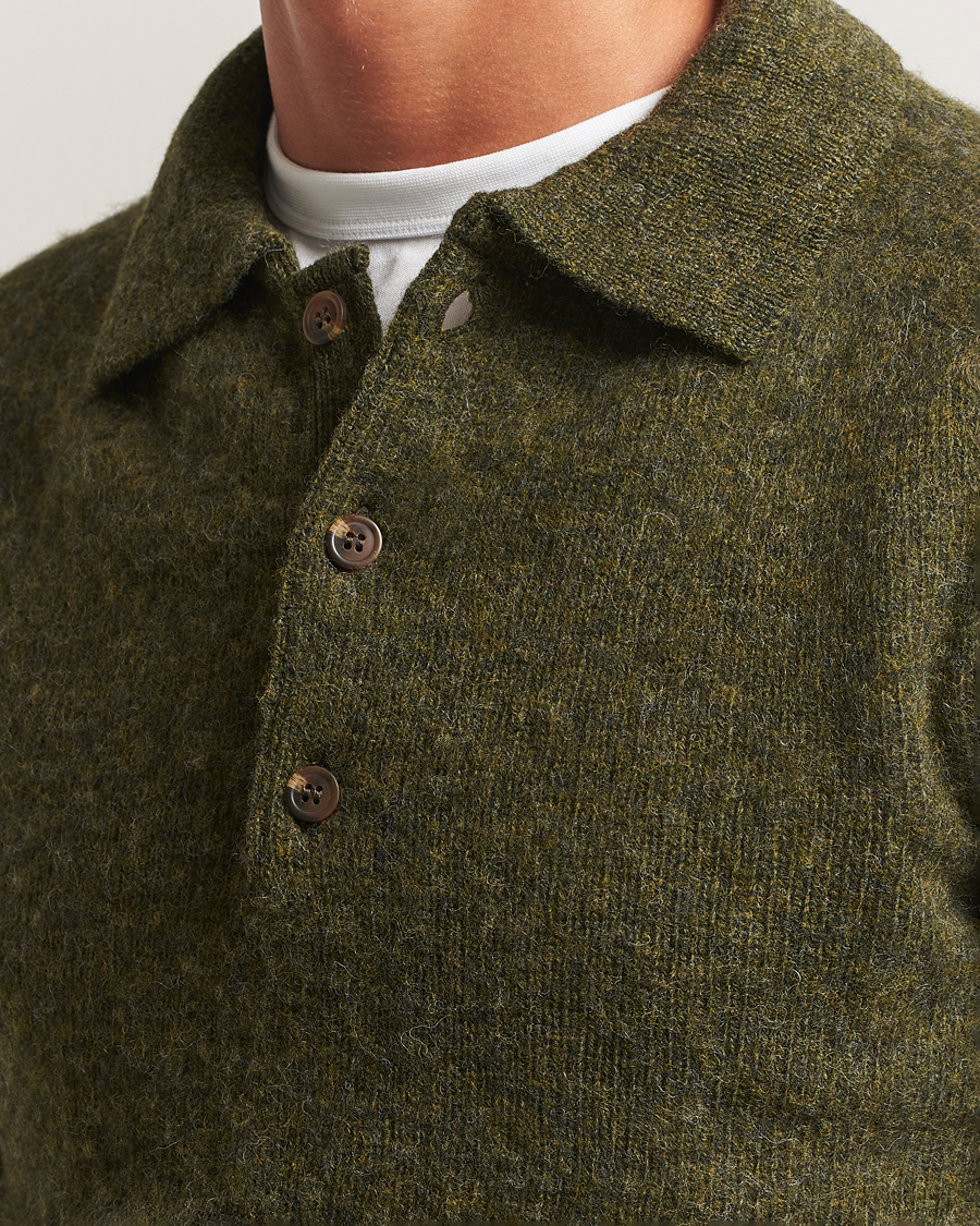 Herre | Gensere | Harley Of Scotland | Brushed Supersoft Lambswool Polo Scots Pine