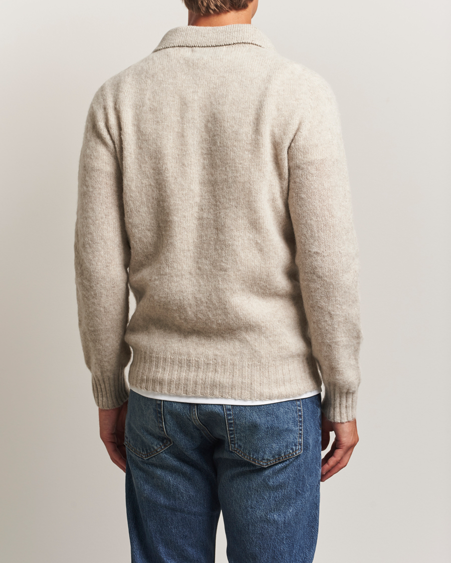 Herre | Gensere | Harley Of Scotland | Brushed Supersoft Lambswool Polo Vellum
