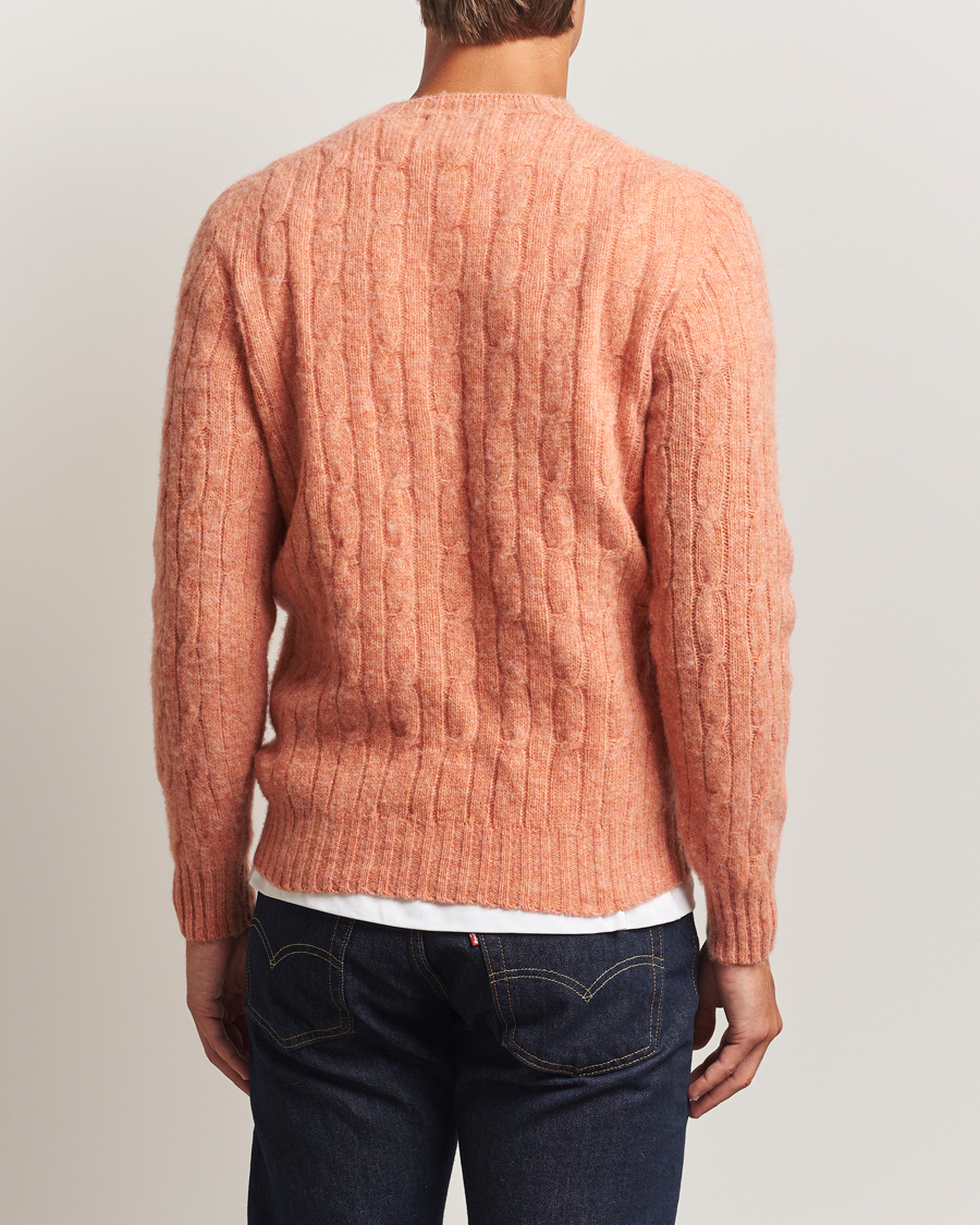 Herre | Gensere | Harley Of Scotland | Brushed Supersoft Lambswool Cable Parfait
