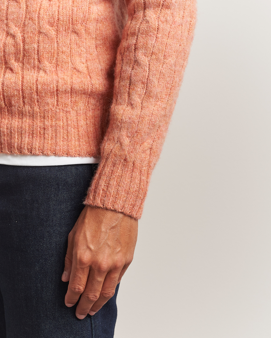 Herre | Gensere | Harley Of Scotland | Brushed Supersoft Lambswool Cable Parfait