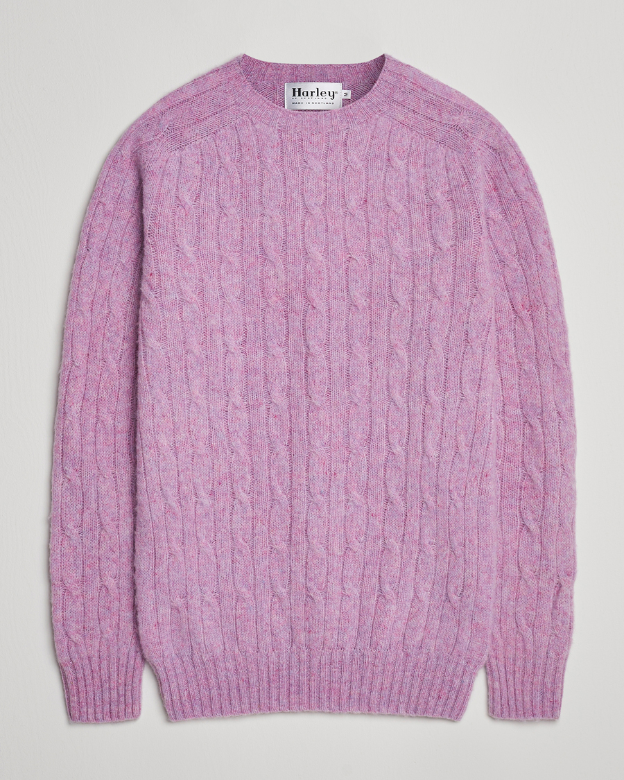 Herre | Gensere | Harley Of Scotland | Brushed Supersoft Lambswool Cable Sweetpea