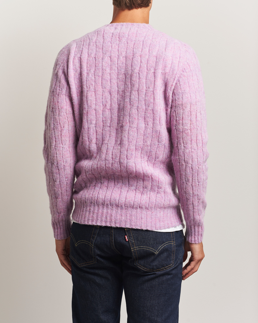 Herre | Gensere | Harley Of Scotland | Brushed Supersoft Lambswool Cable Sweetpea