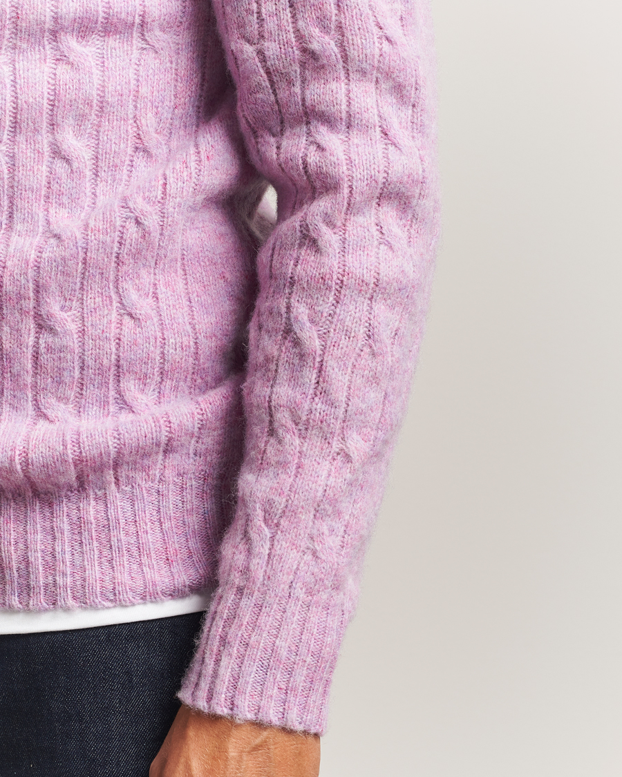 Herre | Gensere | Harley Of Scotland | Brushed Supersoft Lambswool Cable Sweetpea