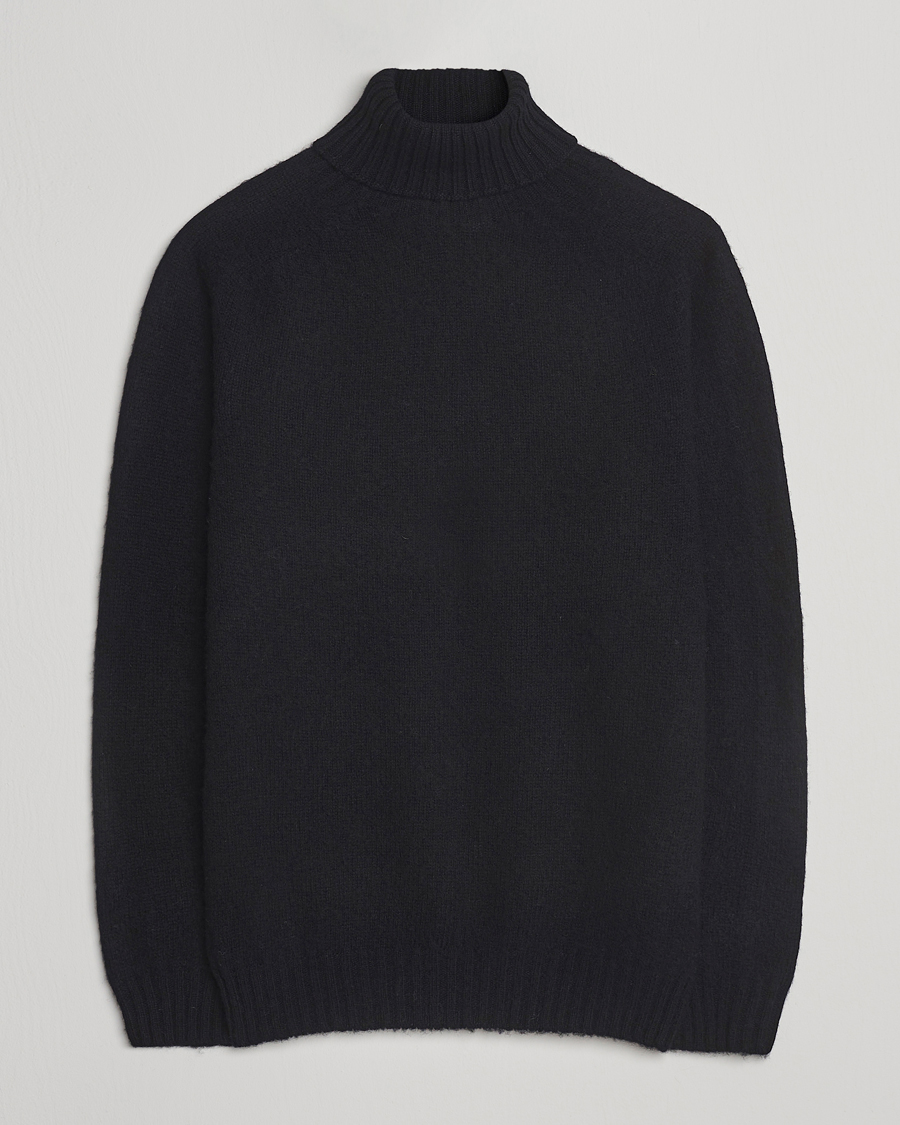 Herre | Gensere | Harley Of Scotland | Brushed Supersoft Lambswool Rollneck Black