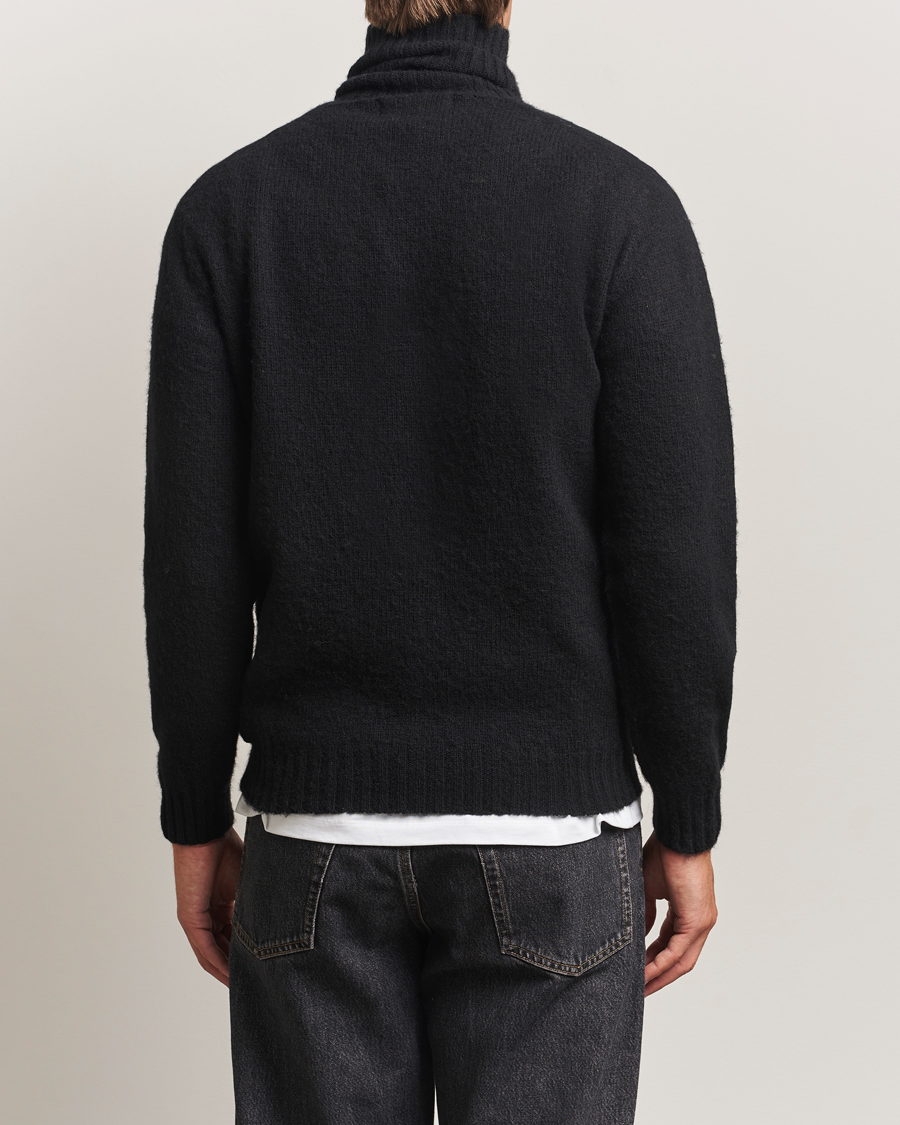 Herre | Gensere | Harley Of Scotland | Brushed Supersoft Lambswool Rollneck Black