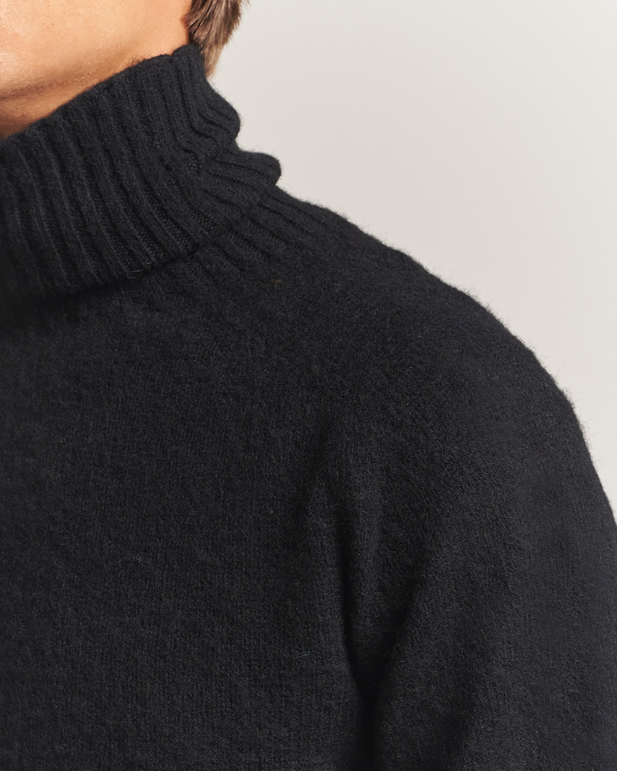 Herre | Gensere | Harley Of Scotland | Brushed Supersoft Lambswool Rollneck Black