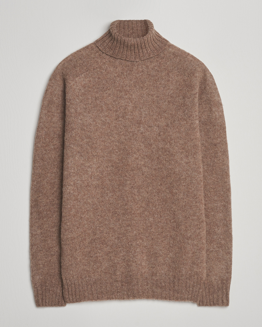 Herre | Gensere | Harley Of Scotland | Brushed Supersoft Lambswool Rollneck Tundra