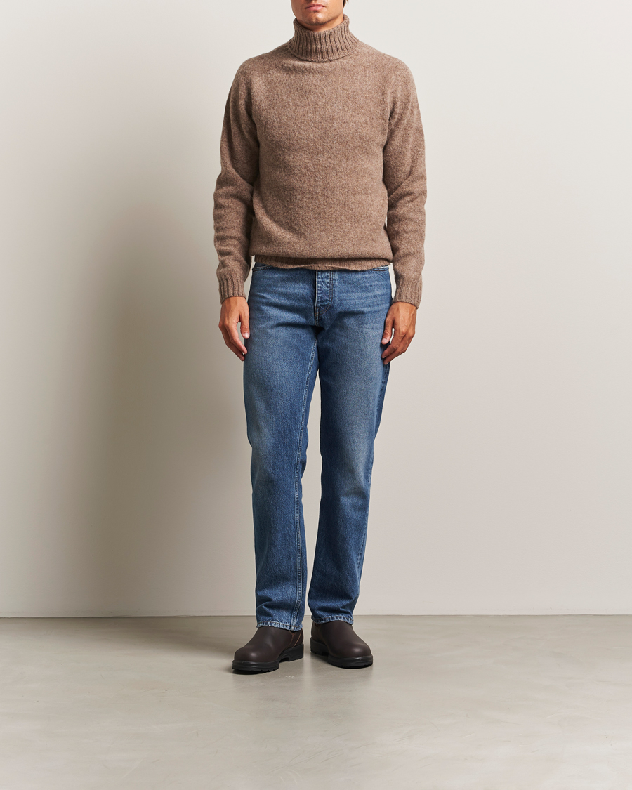 Herre | Gensere | Harley Of Scotland | Brushed Supersoft Lambswool Rollneck Tundra