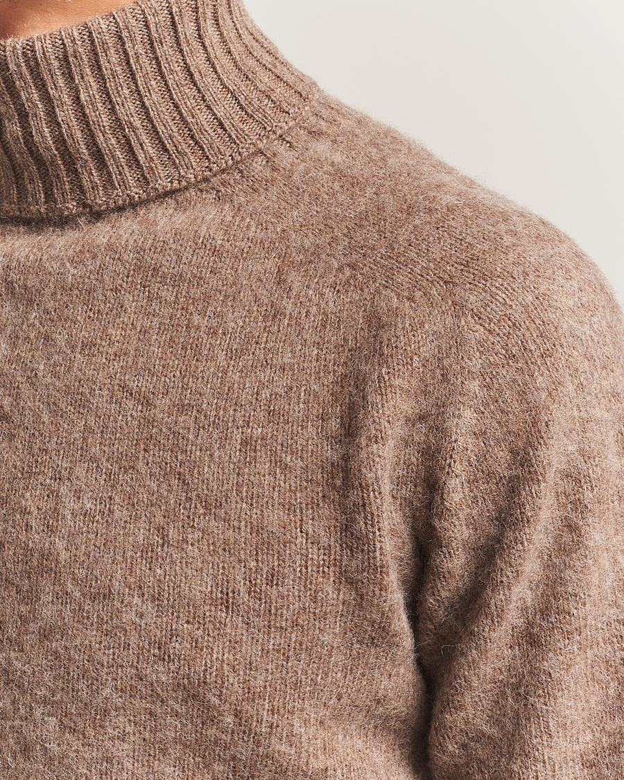 Herre | Gensere | Harley Of Scotland | Brushed Supersoft Lambswool Rollneck Tundra