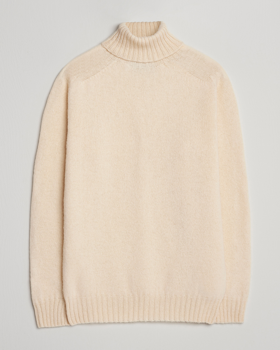 Herre | Gensere | Harley Of Scotland | Brushed Supersoft Lambswool Rollneck Vanilla