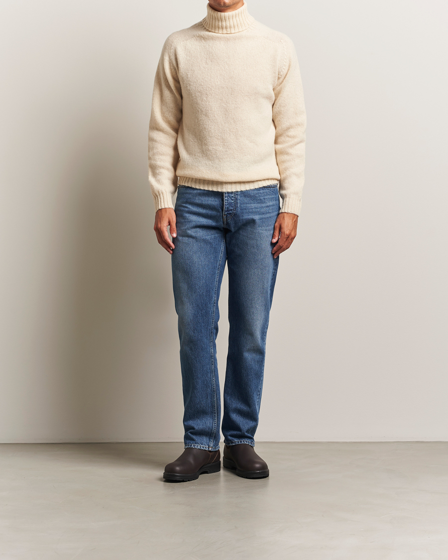 Herre | Gensere | Harley Of Scotland | Brushed Supersoft Lambswool Rollneck Vanilla