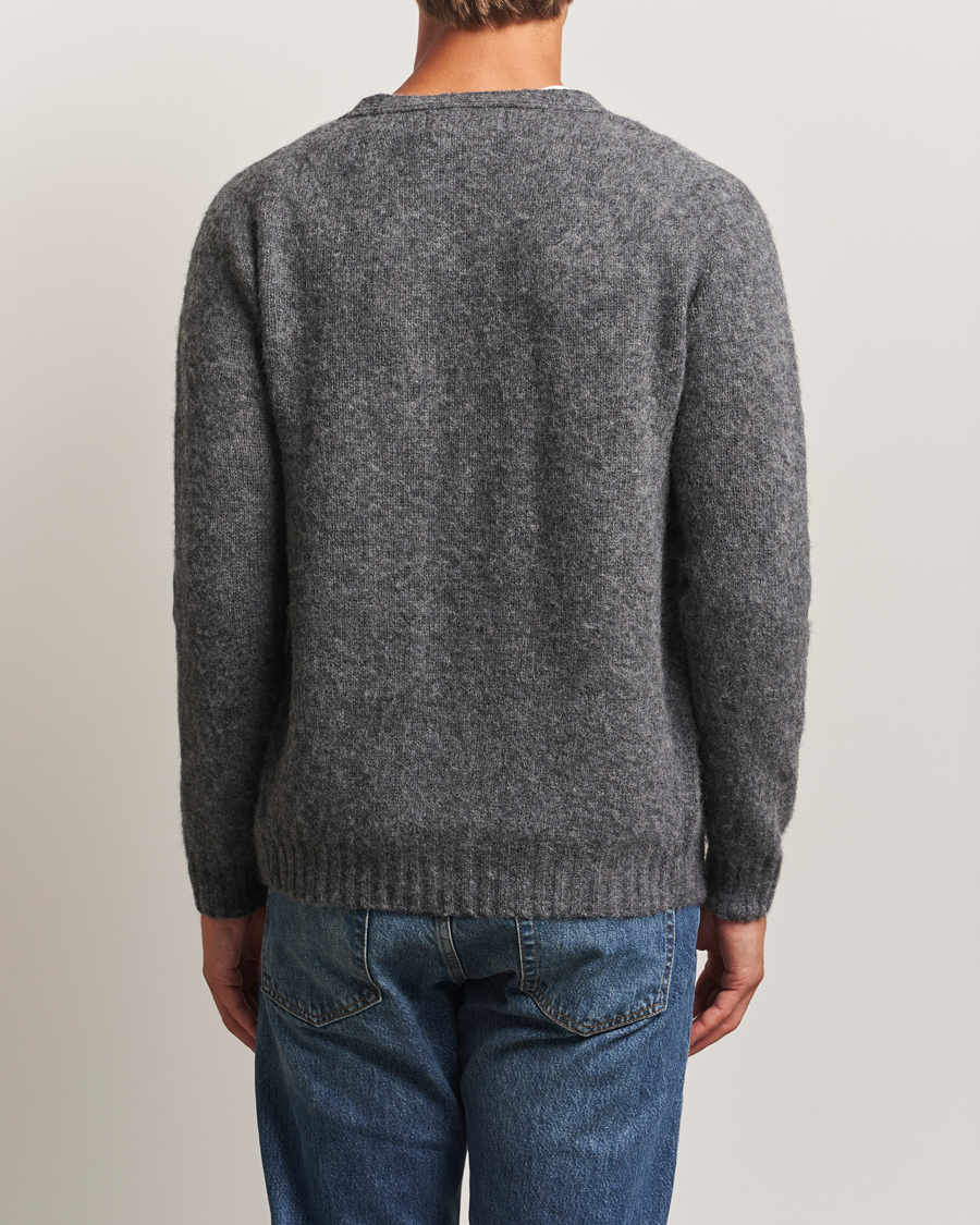 Herre | Gensere | Harley Of Scotland | Brushed Supersoft Lambswool Cardigan Basalt