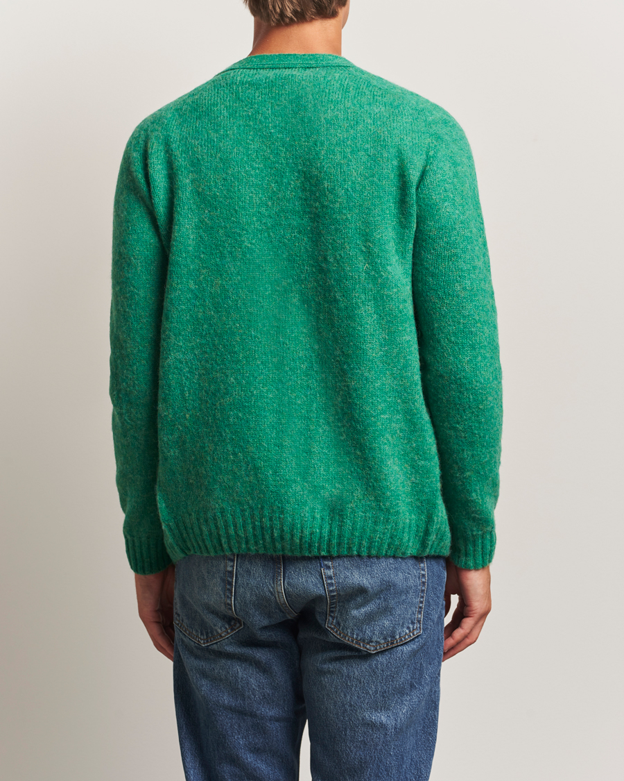 Herre | Gensere | Harley Of Scotland | Brushed Supersoft Lambswool Cardigan Evergreen