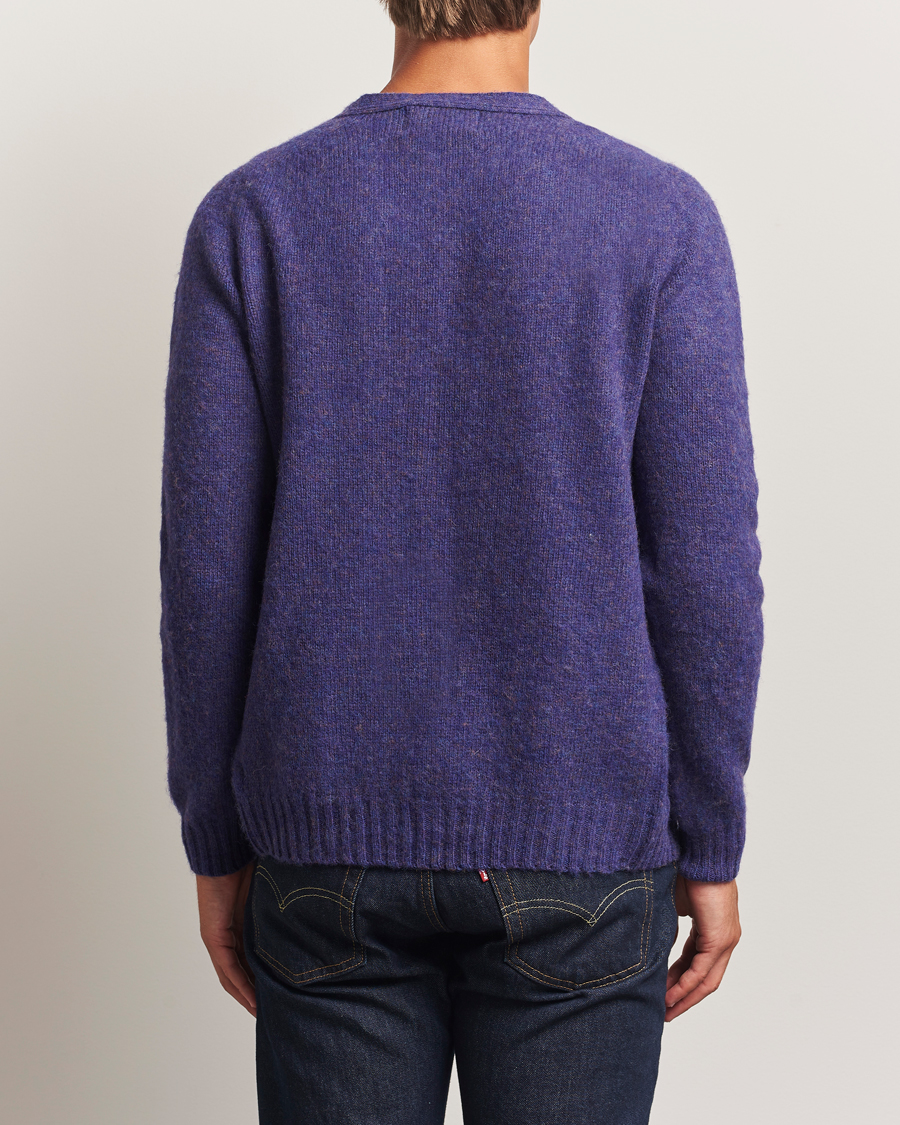 Herre | Gensere | Harley Of Scotland | Brushed Supersoft Lambswool Cardigan Iris