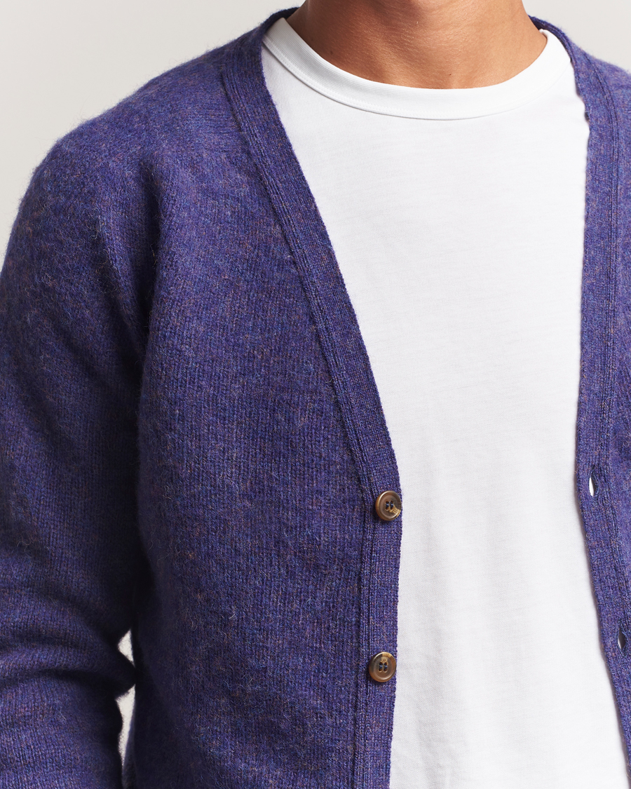 Herre | Gensere | Harley Of Scotland | Brushed Supersoft Lambswool Cardigan Iris
