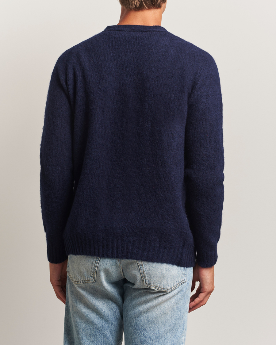 Herre | Gensere | Harley Of Scotland | Brushed Supersoft Lambswool Cardigan Navy