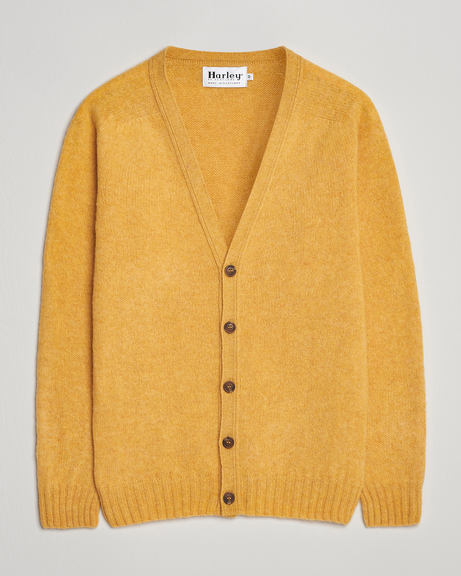 Herre | Gensere | Harley Of Scotland | Brushed Supersoft Lambswool Cardigan Nectar