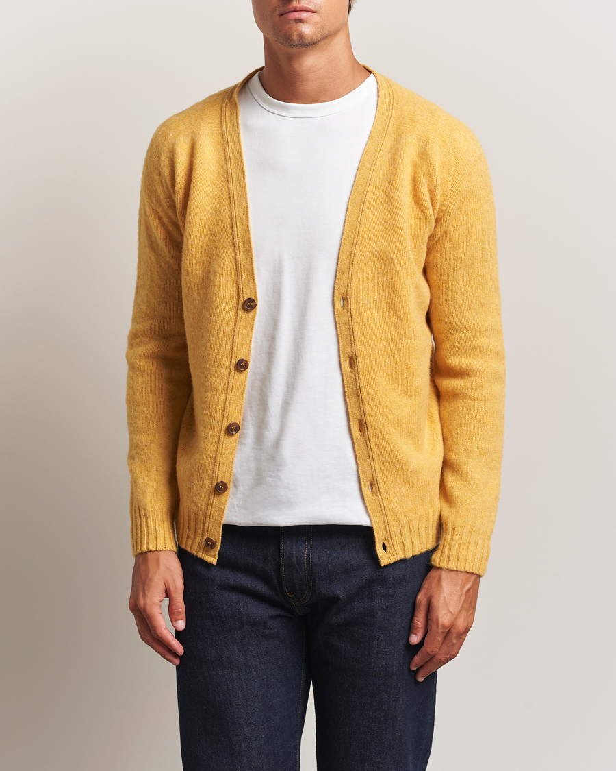 Herre | Gensere | Harley Of Scotland | Brushed Supersoft Lambswool Cardigan Nectar