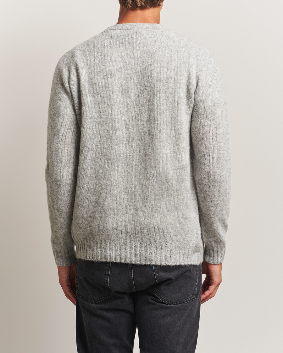 Herre | Gensere | Harley Of Scotland | Brushed Supersoft Lambswool Cardigan Silver