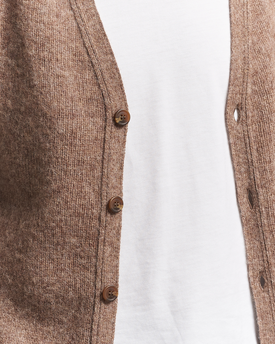 Herre | Gensere | Harley Of Scotland | Brushed Supersoft Lambswool Cardigan Tundra