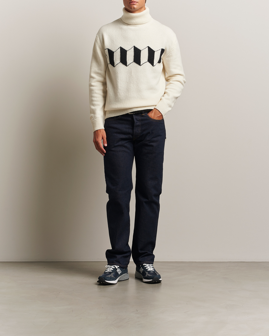 Herre | Gensere | Baracuta | Flag Logo Wool Turtleneck Antique White