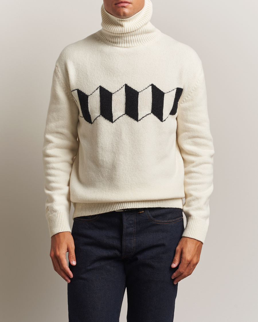 Herre | Gensere | Baracuta | Flag Logo Wool Turtleneck Antique White